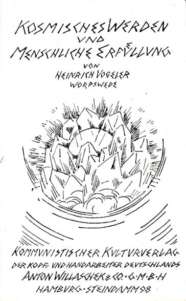 Umschlagbild zu Heinrich Vogelers Broschüre 'Kosmisches Werden und menschliche Erfüllung'. 1921